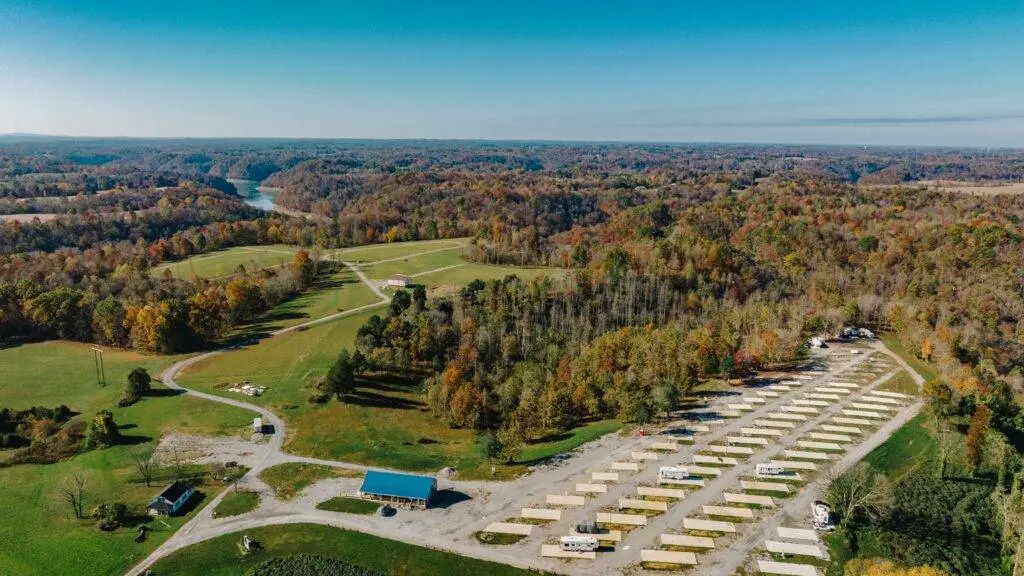 K2 Campground aerial view of RV sites developed by Kumberland Group